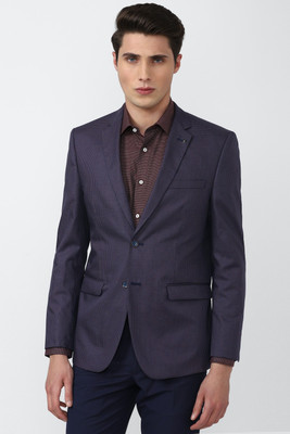 VAN HEUSEN Solid Single Breasted Formal Men Blazer(Blue)