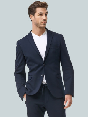 YSYB Dezines Solid Single Breasted Casual Men Blazer(Dark Blue)