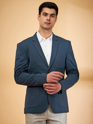 DENNISON Solid Single Breasted Casual Men Blazer(Blue)
