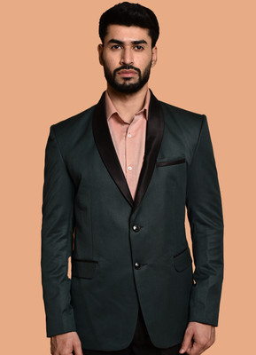 METRONAUT Solid Single Breasted Casual Men Blazer(Green)