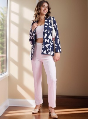 AA-HA! Printed, Geometric Print Single Breasted Casual, Festive & Wedding, Formal, Party Women Blazer(Blue, White)