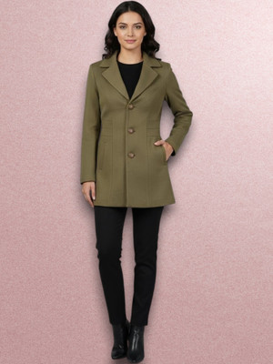 Pepzo Solid Double Breasted Casual Women Blazer(Green)