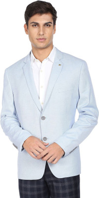 AD by Arvind Solid Single Breasted Formal Men Blazer(Blue)