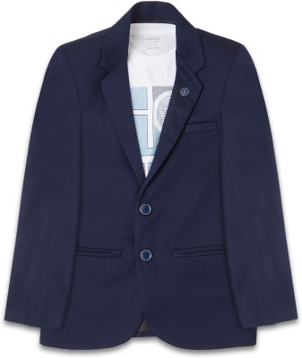 CAVIO Solid Single Breasted Party Boys Blazer(Blue)