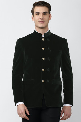 PETER ENGLAND Solid Single Breasted Formal Men Blazer(Black)