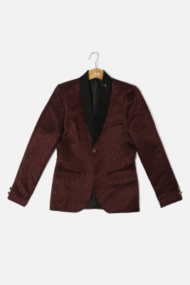 Allen Solly Solid Single Breasted Party Boys Blazer(Brown)