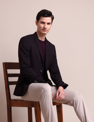 ARROW Checkered Single Breasted Casual Men Blazer(Red)