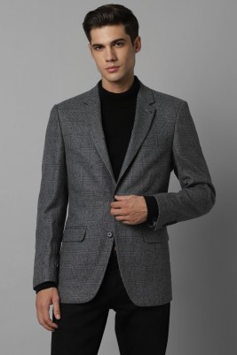 LOUIS PHILIPPE Checkered Single Breasted Casual Men Blazer(Grey)