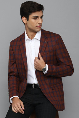 LOUIS PHILIPPE Checkered Single Breasted Formal Men Blazer(Maroon)