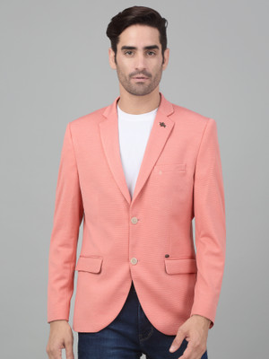 CANTABIL Self Design Single Breasted Casual Men Blazer(Pink)