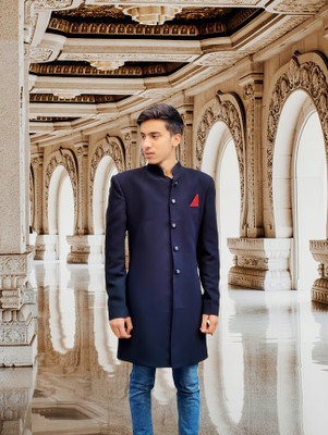 ZAGAH Solid Bandhgala Festive, Wedding, Casual, Formal, Festive & Wedding Men Blazer(Black)