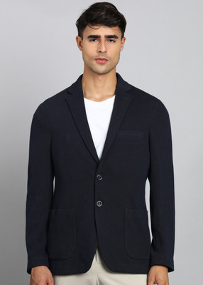 COLORPLUS Solid Single Breasted Casual Men Blazer(Dark Blue)