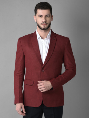 Canary London Solid Single Breasted Casual Men Blazer(Maroon)