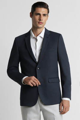 PETER ENGLAND Solid Single Breasted Formal Men Blazer(Black)