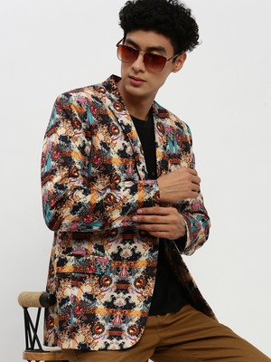 SHOWOFFFF Printed Single Breasted Party Men Blazer(Multicolor)