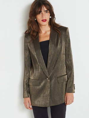 NEXT Self Design Single Breasted Party Women Blazer(Green)