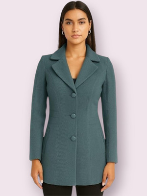 Pepzo Solid Double Breasted Casual Women Blazer(Blue)