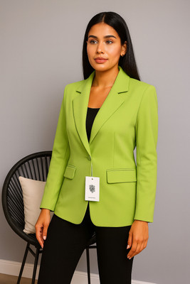 Aaromcollection Solid Single Breasted Casual Women Blazer(Light Green)