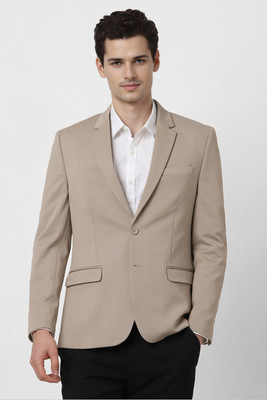 PETER ENGLAND Solid Single Breasted Formal Men Blazer(Beige)