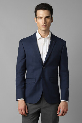 LOUIS PHILIPPE Checkered Single Breasted Formal Men Blazer(Dark Blue)