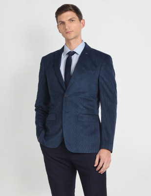 ARROW Solid Single Breasted Formal Men Blazer(Blue)
