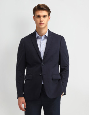 ARROW Solid Single Breasted Formal Men Blazer(Blue)