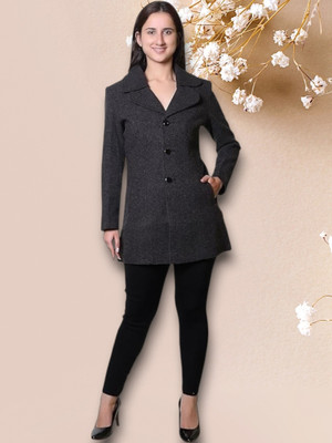 TROO BLUE Solid Double Breasted Casual Women Blazer(Black)
