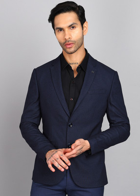 KILLER Solid Single Breasted Casual Men Blazer(Dark Blue)