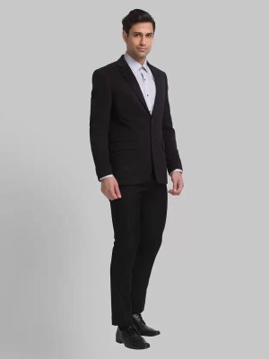 The Kd Solid Double Breasted Casual Men Blazer(Black)