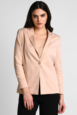 Allen Solly Solid Single Breasted Casual Women Blazer(Pink)