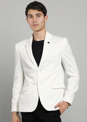 KILLER Self Design Single Breasted Casual Men Blazer(White)