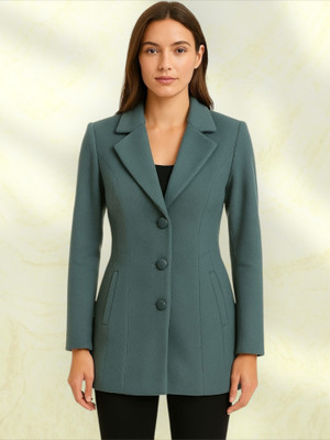 Pepzo Solid Double Breasted Casual Women Blazer(Blue)