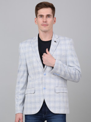 CANTABIL Checkered Single Breasted Casual Men Blazer(Blue)