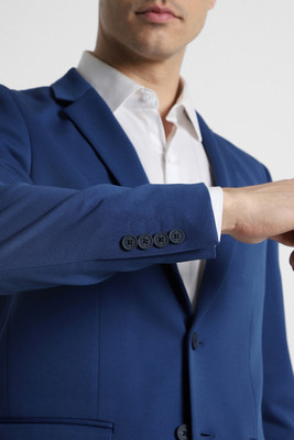 PETER ENGLAND Solid Single Breasted Casual Men Blazer(Blue)