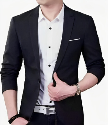 Darbar In Solid Single Breasted Casual Men Blazer(Black)