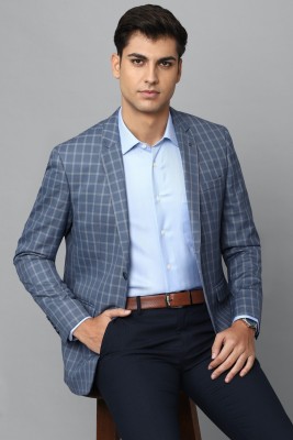 LOUIS PHILIPPE Checkered Single Breasted Formal Men Blazer(Blue)