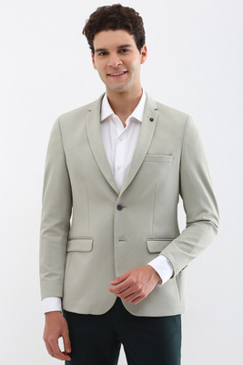 Allen Solly Self Design Single Breasted Formal Men Blazer(Grey)
