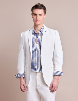 ARROW Solid Single Breasted Casual Men Blazer(White)