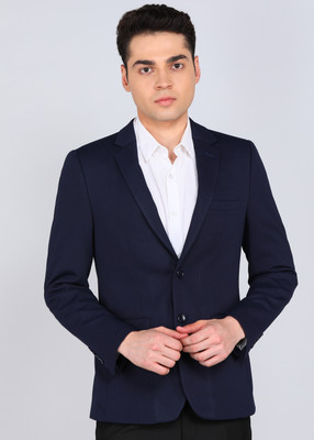 PETER ENGLAND Checkered Tuxedo Style Formal Men Blazer(Blue)