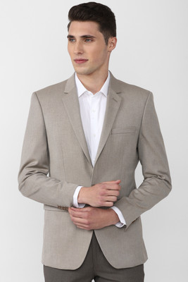 PETER ENGLAND Solid Single Breasted Formal Men Blazer(Beige)