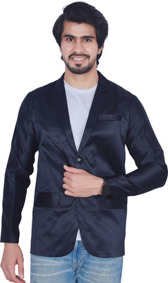Abc Garments Self Design Single Breasted Casual Men Blazer(Dark Blue)