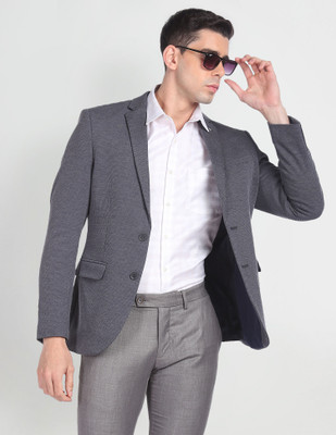ARROW Self Design Single Breasted Formal Men Blazer(Grey)