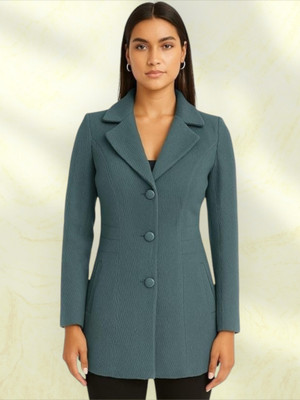 Pepzo Solid Double Breasted Casual Women Blazer(Blue)