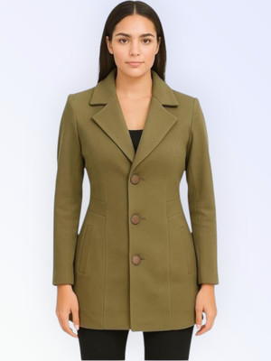 Pepzo Solid Double Breasted Casual Women Blazer(Green)