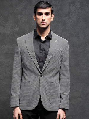 Rare Rabbit Solid Single Breasted Formal Men Blazer(Black)