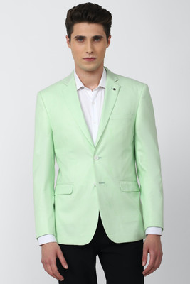 VAN HEUSEN Solid Single Breasted Formal Men Blazer(Green)