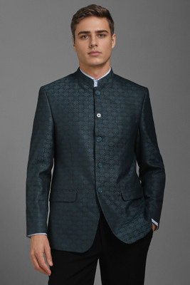 LOUIS PHILIPPE Printed Single Breasted Formal Men Blazer(Black, Blue)