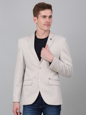 CANTABIL Self Design Single Breasted Casual Men Blazer(Beige)