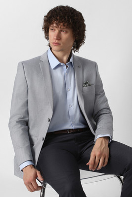 VAN HEUSEN Self Design Single Breasted Formal Men Blazer(Grey)