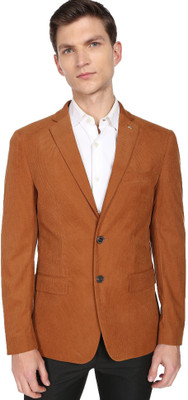 ARROW Solid Single Breasted Formal Men Blazer(Orange)